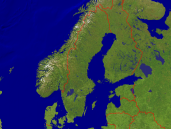 Sweden Satellite + Borders 1200x900